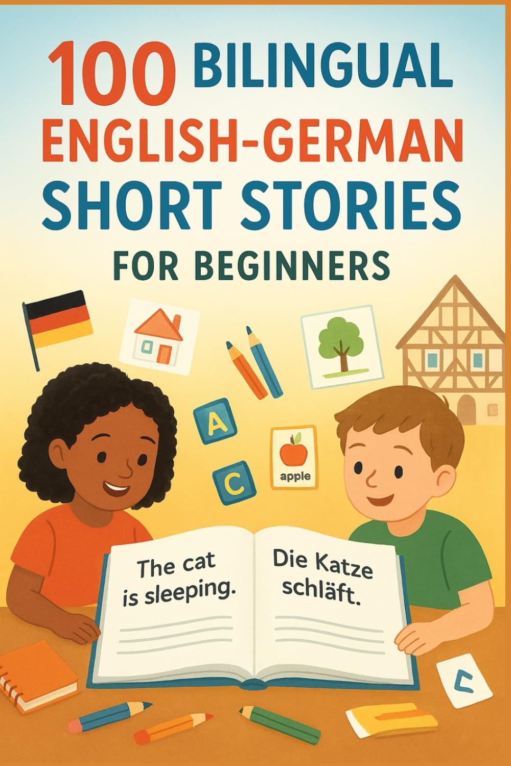 100 Bilingual English-German Short Stories for Beginners: Simple Stories with Parallel Texts, Vocabulary, and Comprehension Questions for Kids and Adults (A1-A2)