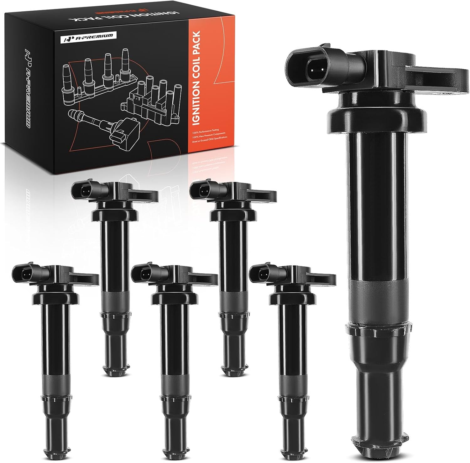 A-Premium Engine Ignition Coil Pack (3-pins) Compatible with Kia Optima 2006 & Hyundai Santa Fe 2007 2008 2009, V6 2.7L