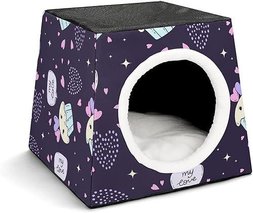 Fashion Capsule Pet Waterloo plegable Cat House Cat Bed Cat Sofá 3 en 1 Diseño para mascotas pequeñas Pastel Púrpura Corazón