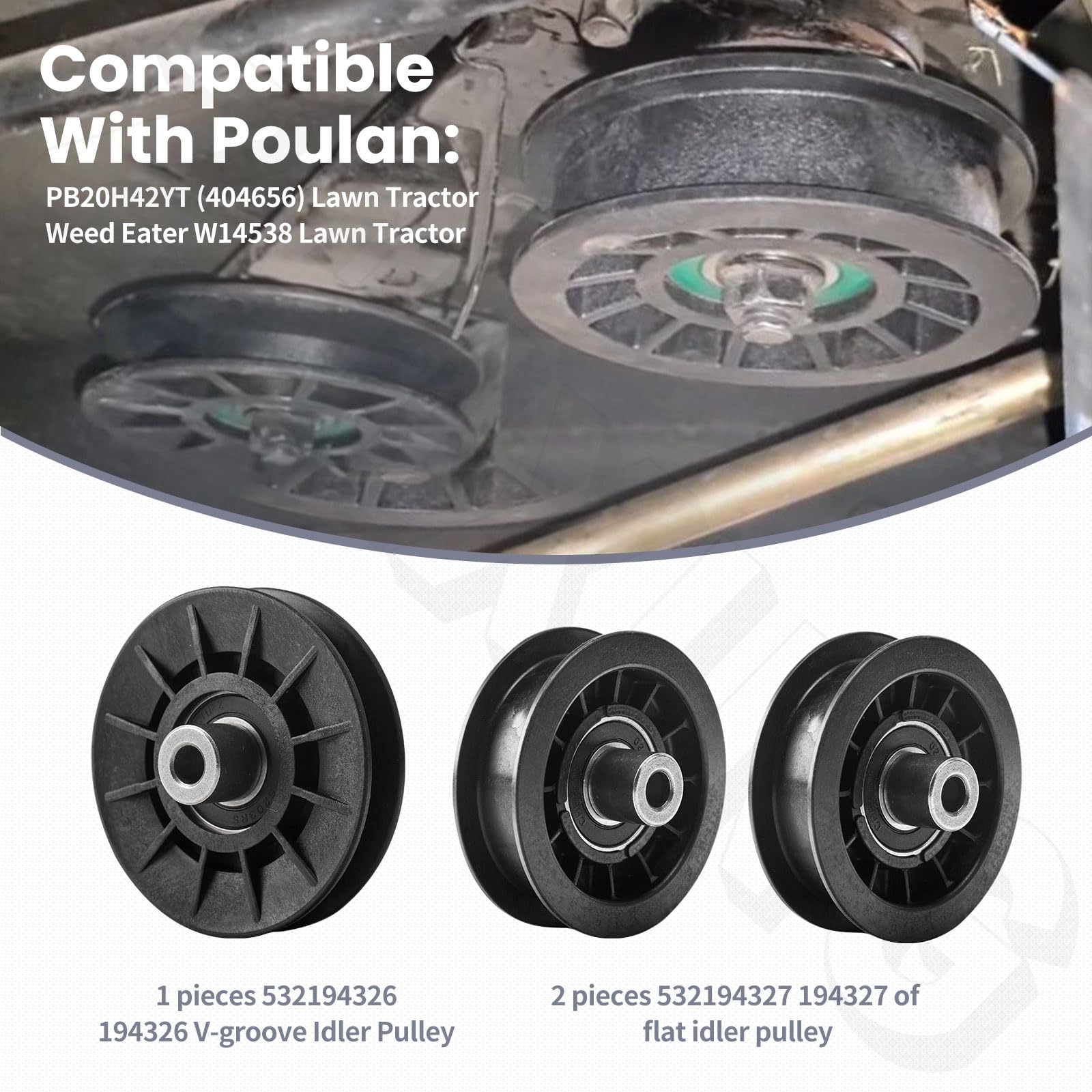 ୨୧ Husqvarna Yth22v46 Belt 194326 V Goove Idle Pulley Fit Fo