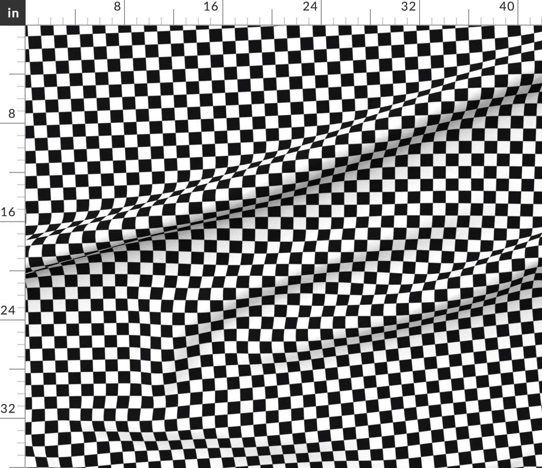Spoonflower Fabric - Black White Checked Check Squares Retro Printed on Petal Signature Cotton Fabric by The Yard - Sewing Quilting Apparel Crafts Decor