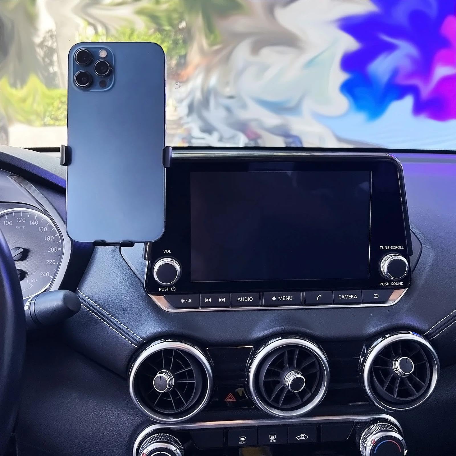 Soporte Movil Coche para Nissan Juke 2019-2023, Soporte para teléfono de Coche, Base Fija para teléfono móvil (Base y Soporte 2)