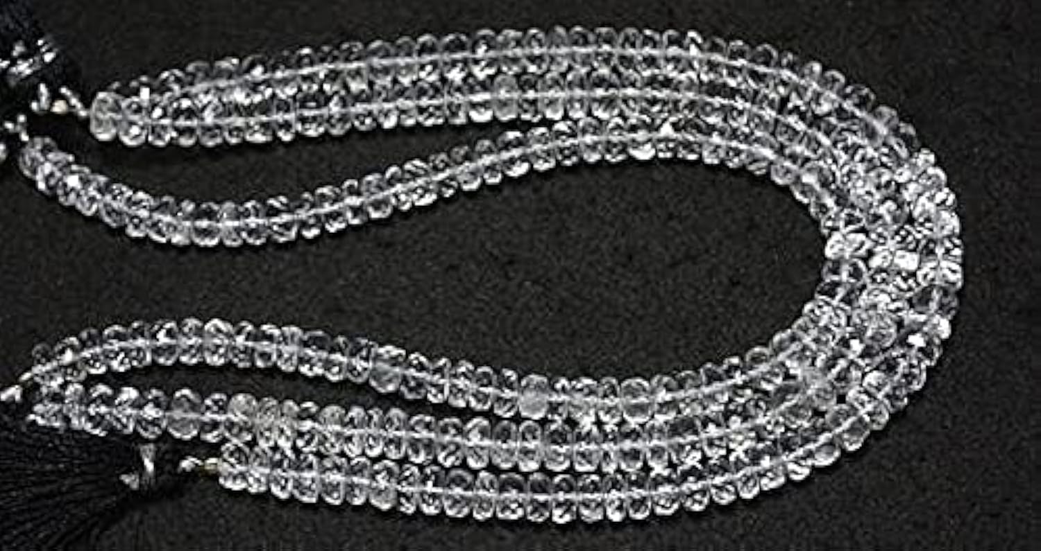 Quartz cristal véritable en perles rondelles 6mm facettées de qualité gemme
