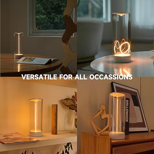 Miniatura 6 de AUGE LIGHT Lámpara de escritorio minimalista inalámbrica, lámparas de mesa LED recargables modernas, luces regulables con 3 niveles para juegos,