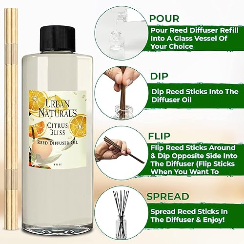 Miniatura 363 de Urban Naturals Reed Diffuser Oil Refill Ocean Mist Sea Salt with Salt Spray, Violet Leaf, Sea Grass, Driftwood 8 oz + Free Reed Sticks, Made in The