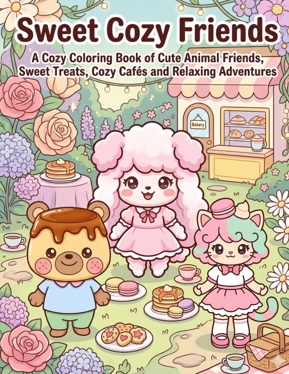 Sweet Cozy Friends: A Cozy Coloring Book of Cute Animal Friends, Sweet Treats, Cozy Cafés and Relaxing Adventures