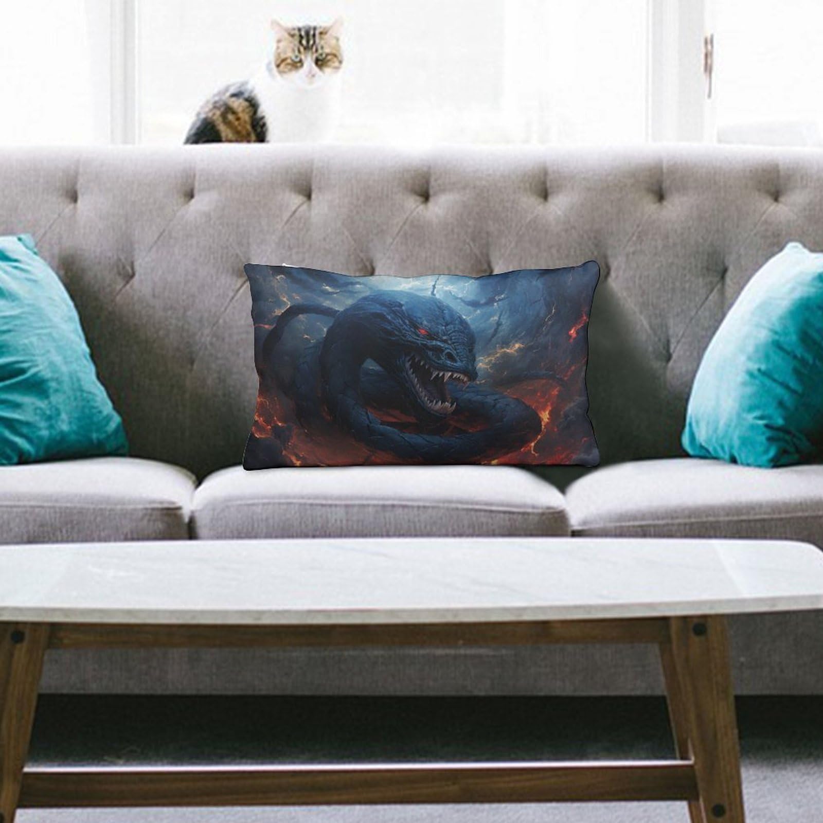 NTVOWPZO Decoration Throw Pillow Covers 8"x12" Pillowcases Covers Black Snake in Flames Soft Pillowcases Modern Farmhouse Home Decor Sofa Cushions Covers for Couch Bed Living Room