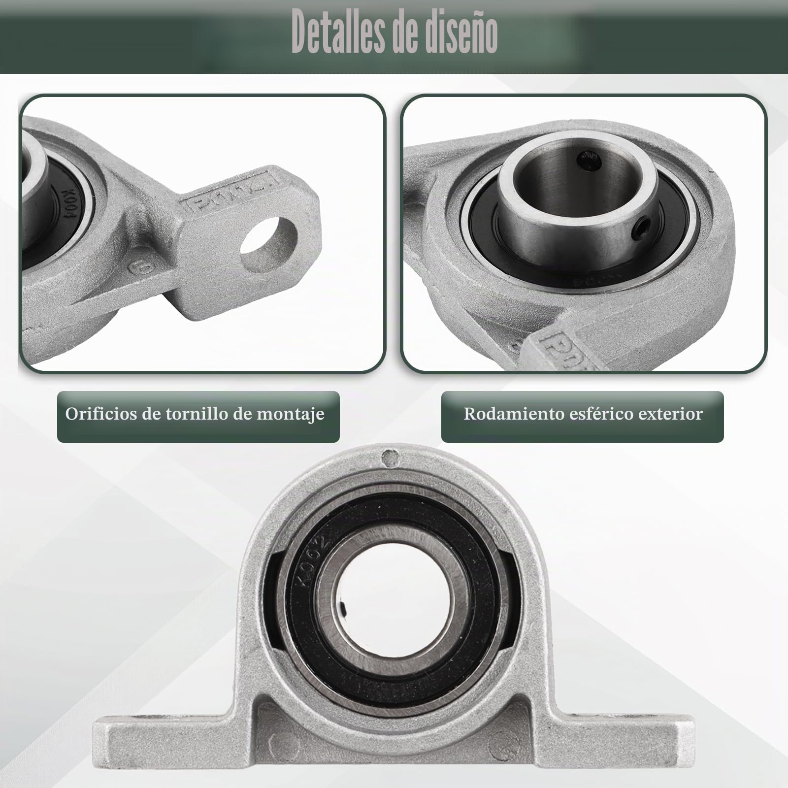MIVIDE 8 unidades de rodamientos KP004 de 20 mm, cojinete de rodamiento, cojinete de aleación de zinc