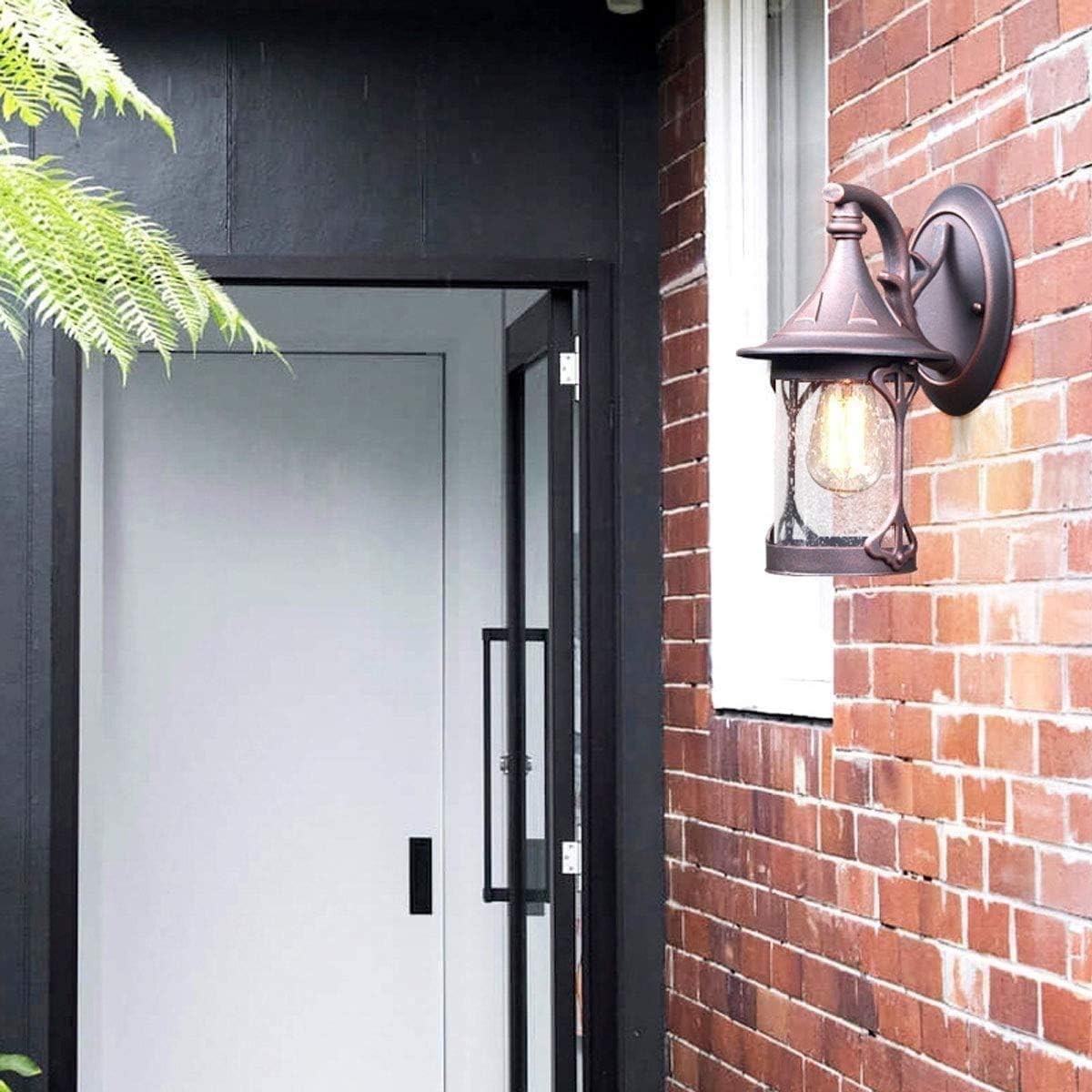 Bracket Light Antique Hallway Lamp, Glass Lampshade, Aluminum Porch Light E27 Retro Outdoor Bracket Lights, Waterproof Wall Lamp Vintage, Outside Bracket Lights for Patio, Indoor, Stairs, Garde