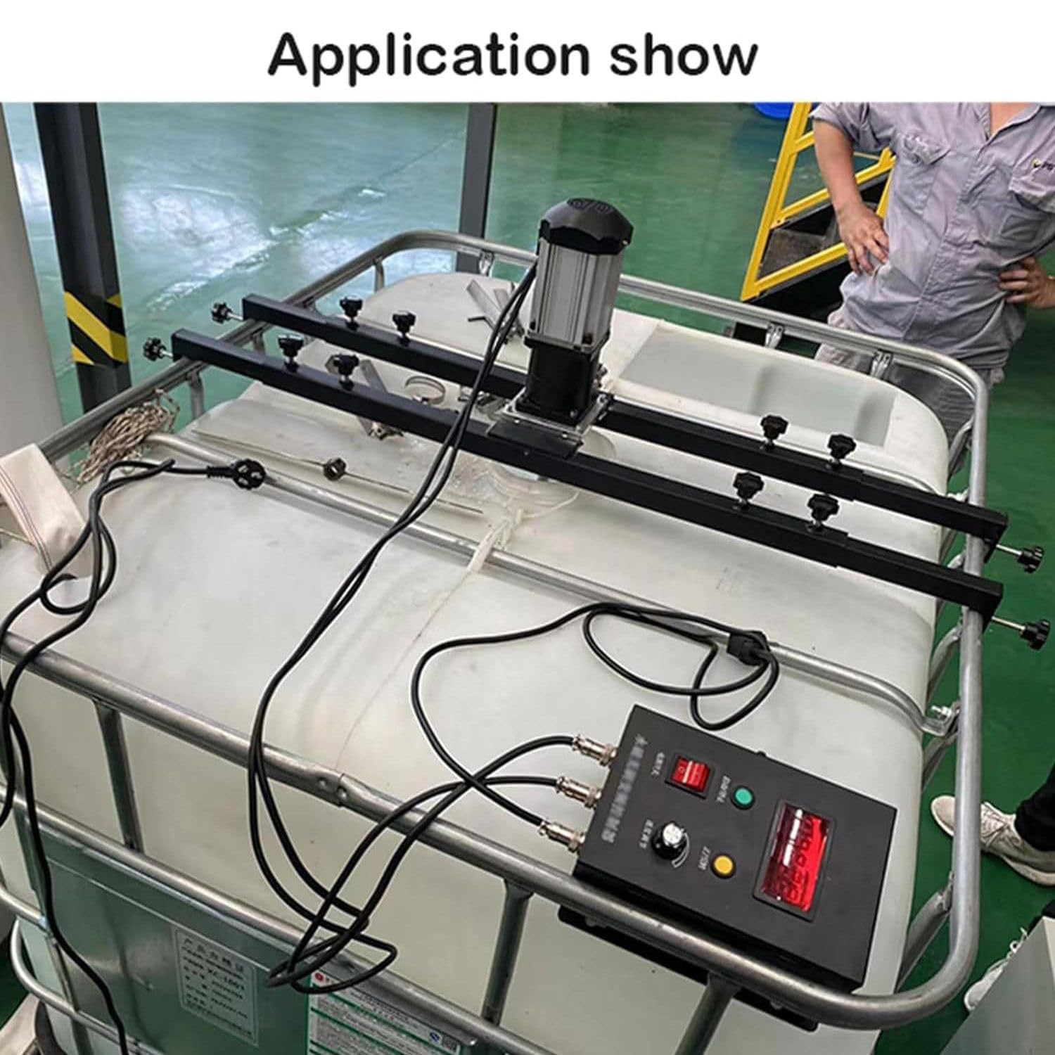 Mezclador eléctrico de pintura de 980 W con impulsor plegable de 400 mm, varilla de agitación de acero inoxidable de 900 mm, ajuste de velocidad de 0 a 3000 RPM para líquidos de viscosidad media a