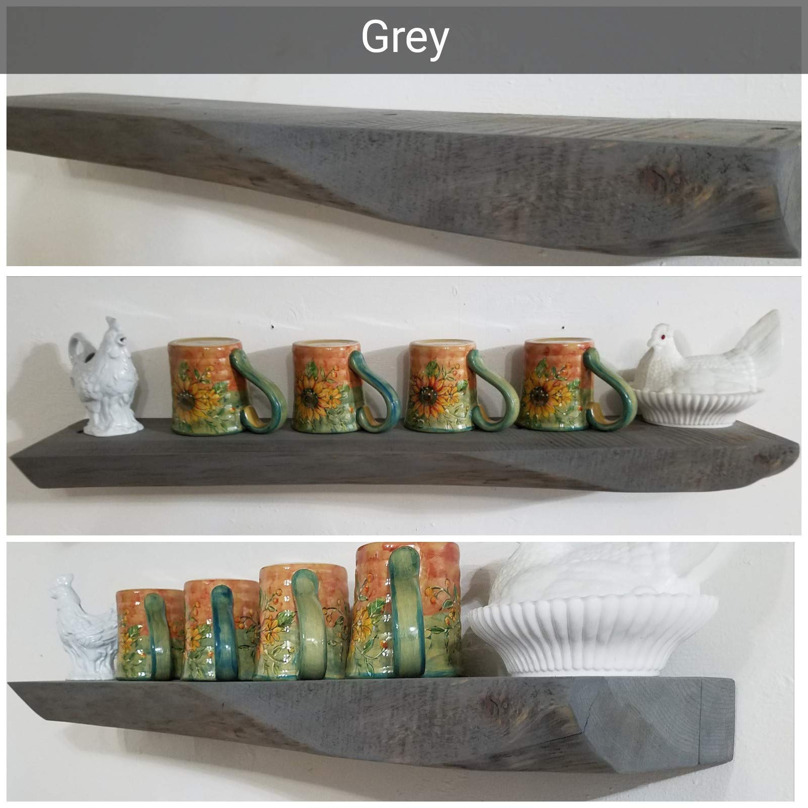 Live Edge Rustic Look Solid Wood Floating Shelf More Colors and Sizes