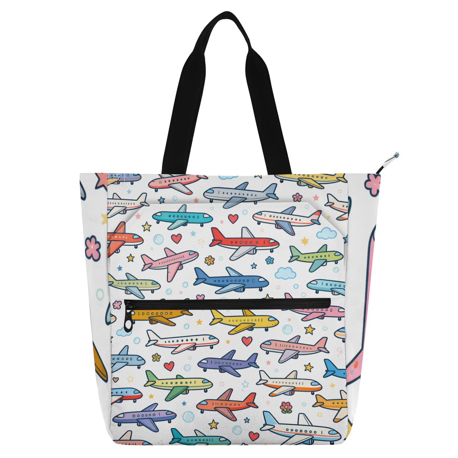 Bolsa de libros para niños con diseño de avión colorido ideal para la escuela 8
