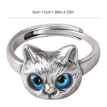 Amazon.co.jp: 美しい猫の指輪 | 青い目の調節可能な猫のヘッド Amazon.co.jp: 美しい猫の指輪 | 青い目の調節可能な猫のヘッド