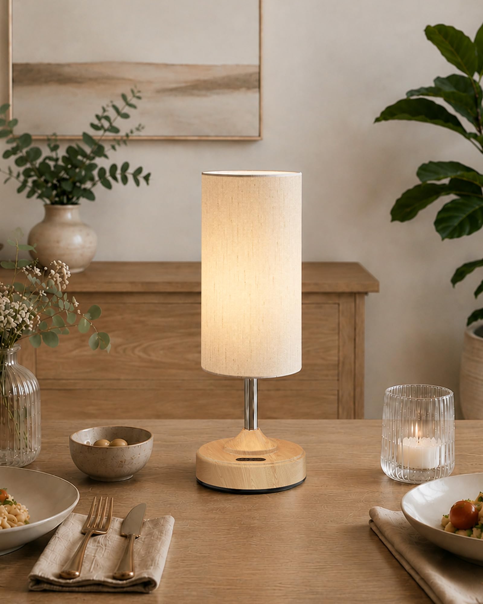 EZVALO Nachttischlampe Touch Dimmbar, Kabellose LED-Tischlampe mit 4000-mAh-Akku, Stufenlos Dimmbar und Timer, Einschlaflicht mit USB-C, 2700 K Warmweiß für Schlafzimmer und Wohnzimmer (2 Stück)