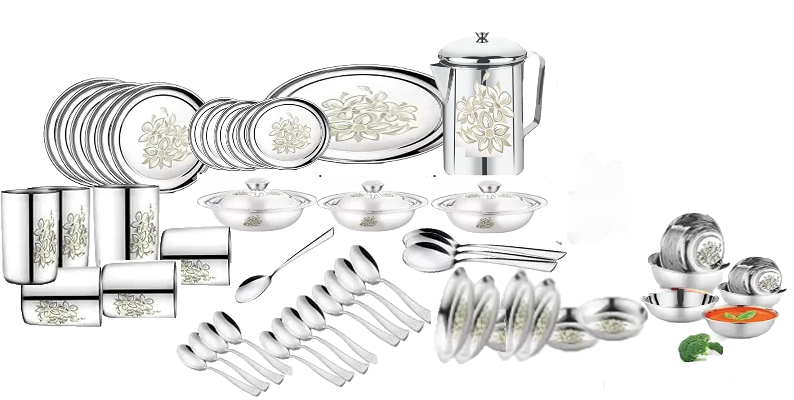 VPSK Stainless Steel Dinner Set - 51 Pieces, Silver