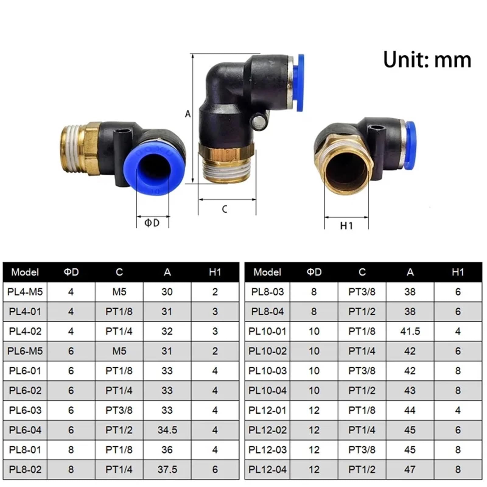 20 raccordi pneumatici rapidi PX 4-12 mm per tubo flessibile aria raccordo 1/8 1/4 3/8 1/2 BSPT filettatura maschio (12-01) raccordi idraulici