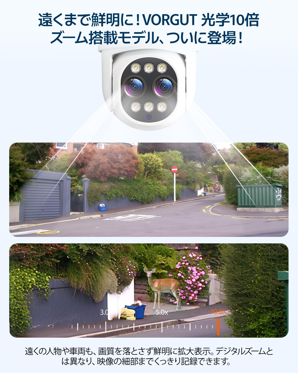 Amazon.co.jp: VORGUT 防犯カメラ 屋外自動追尾 PTZ首振り2.4