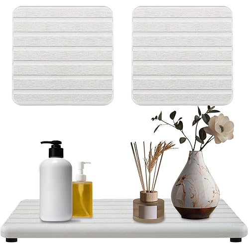 3 PCS Premium Diatomite Coasters with Grooved Design - Thirsty Absorbent Stone Tray for Soaps Dish, Plants, Toiletries - Keep Bathroom & Kitchen Counter Top Dry & Tidy (8.3 x 3.9 & 3.9 x 3.9 Inches)