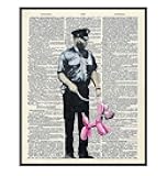 Banksy Street Art Wall Decor Picture - Upcycled Graffiti for Bedroom, Bathroom, Kids Room - Gift for Contemporary, Modern Art Fans, Dog Lovers, Policemen, Police, Law Enforcement - 8x10 Poster Print