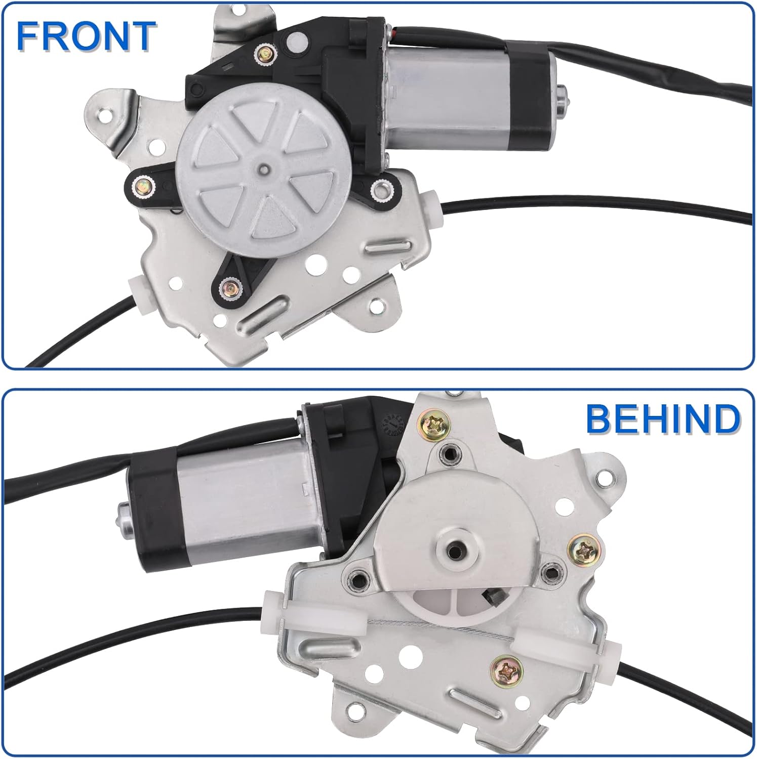 Obaee 741-349 Front Passenger Side Power Window Lift Regulator with Motor (2 Pins Only) Compatible with Nissan Frontier 2005-2015/ Pathfinder 2005-2010/ Xterra 2005-2015/ Suzuki Equator 2009-2010