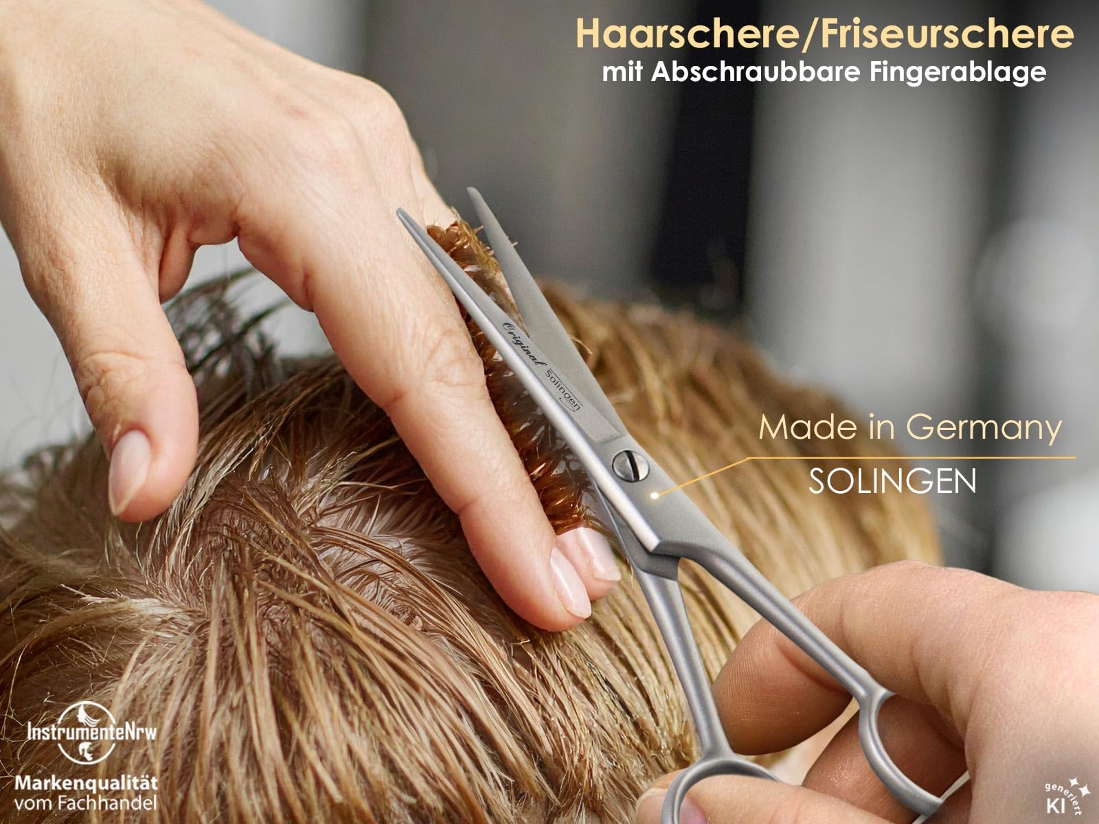Haarscheren Set Friseurschere Solingen aus Edelstahl mit Haarkamm und Etui