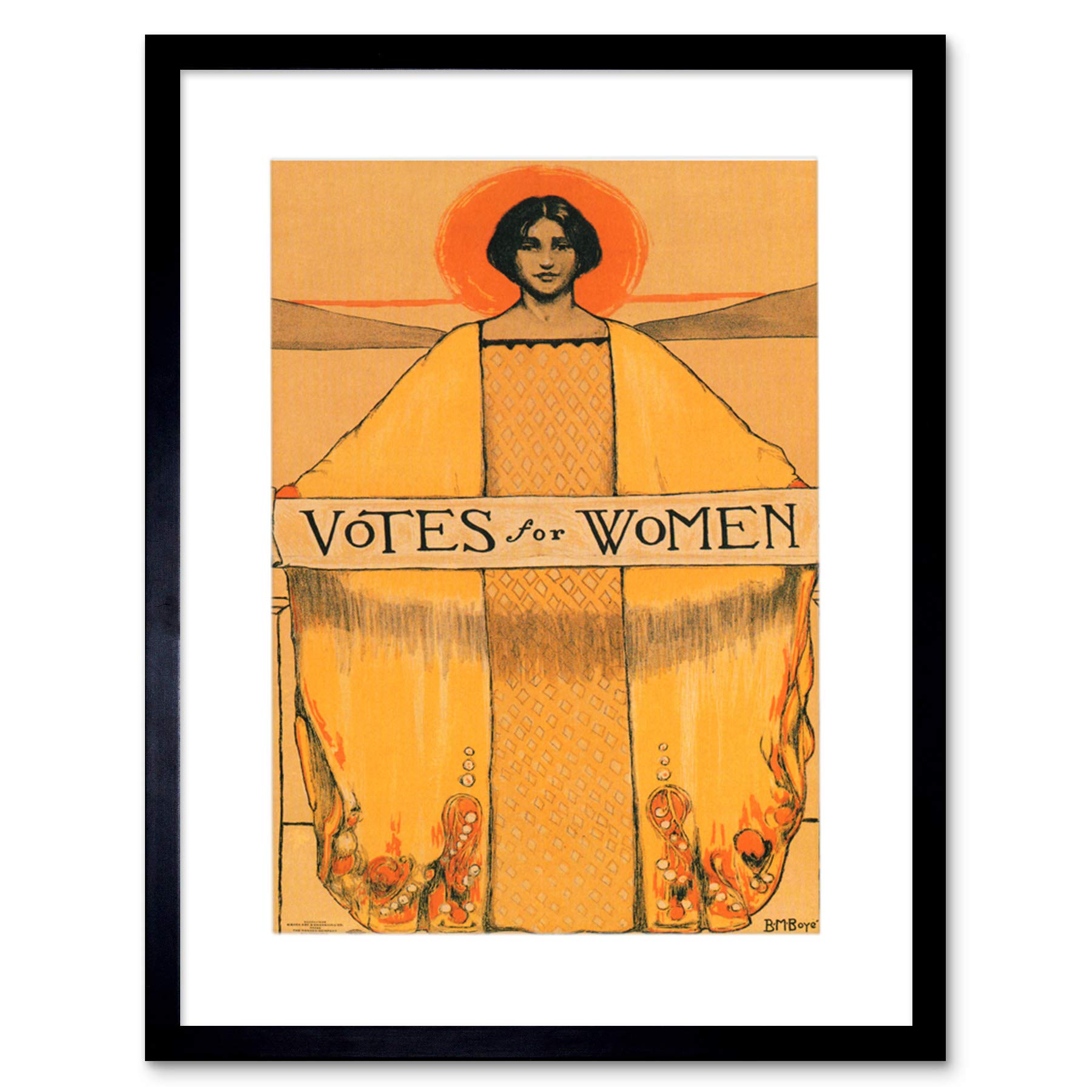 Wee Blue Coo Votes For Women Suffrage Artwork Framed Wall Art Print 12X16 Inch