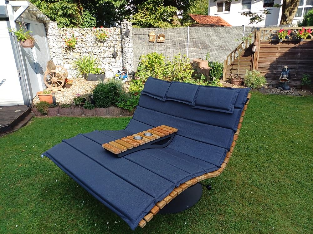XXL Auflage mit 3x Kopfkissen für Waldsofa Traumliege Sonnenliege Relaxliege Gartenliege Himmelsliege Wellnessliege Saunaliege (Anthrazit, XXL