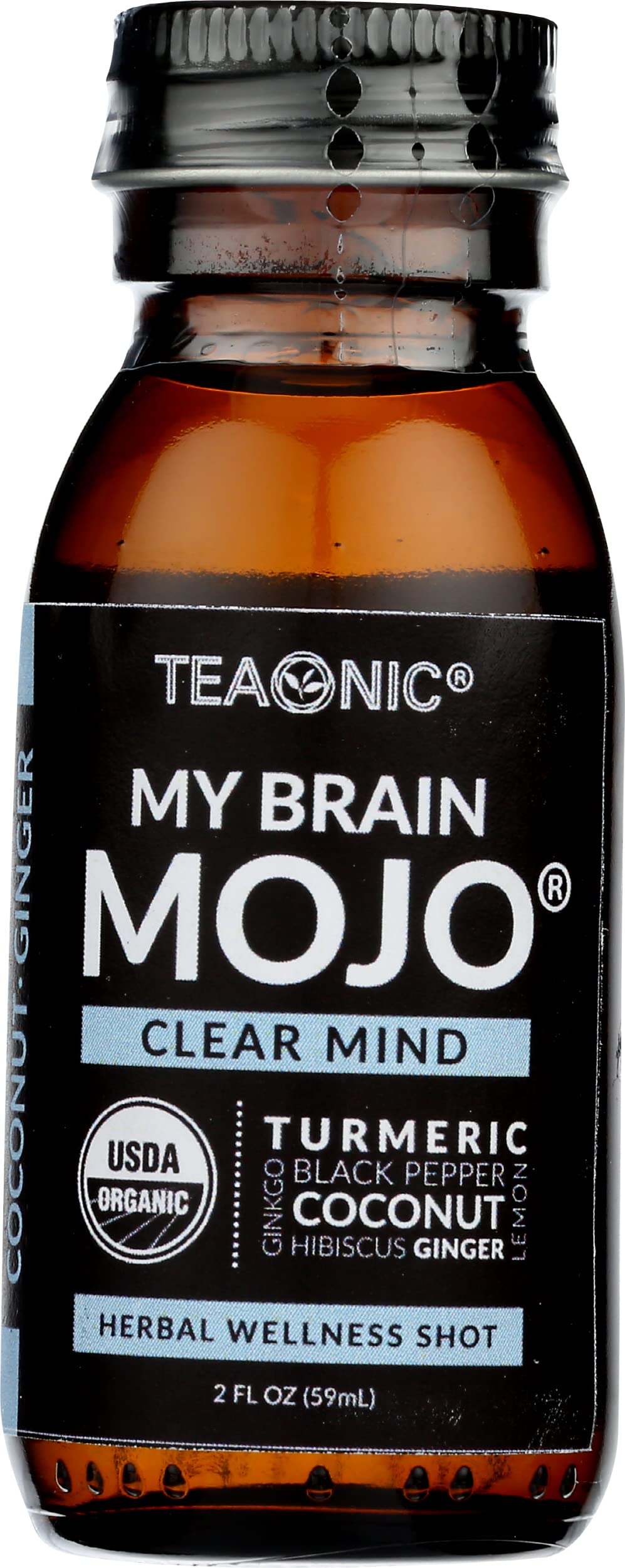 Teaonic My Brain Mojo Clear Mind, Herbal Wellness Shot, USDA Organic, 2 Oz (Pack of 6)