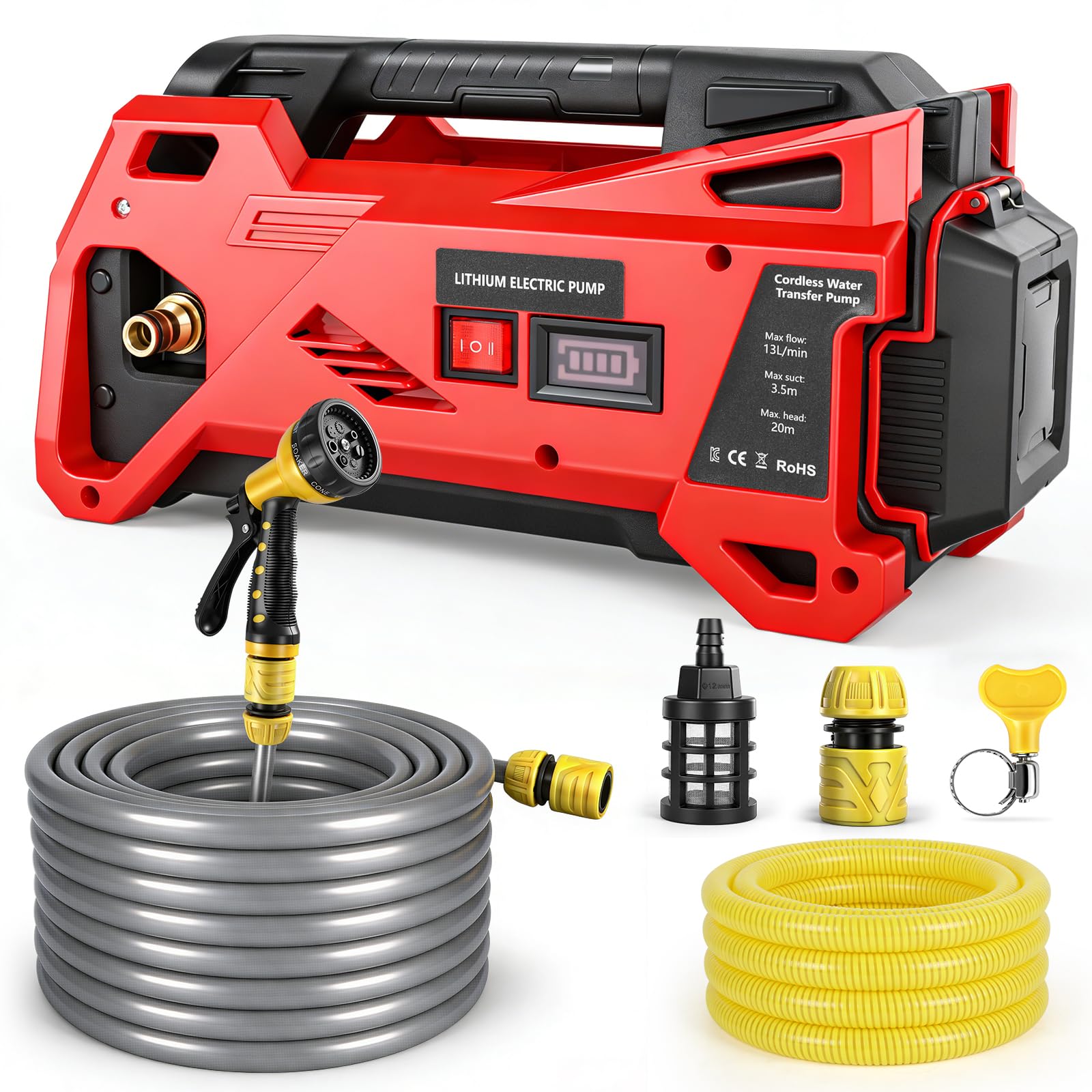 Pompa per acqua compatibile con batteria Milwaukee 18V, Elettropompa autoaspirante portatile senza fili per casa, piscina, camper, giardino, vasca idromassaggio, laghetto, acquario (senza batteria)