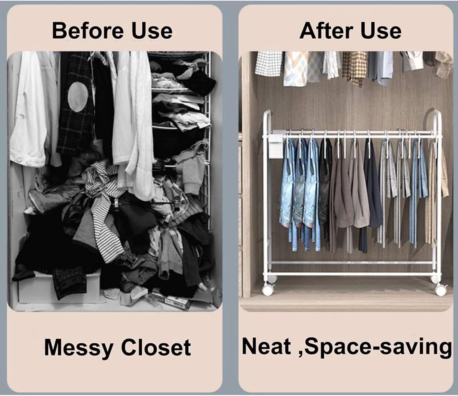 スーツパンツラック - 床置き式メタルホルダー（キャスター付き）、吊り下げ式オーガナイザー棚、自立式タオルハンガー(White)