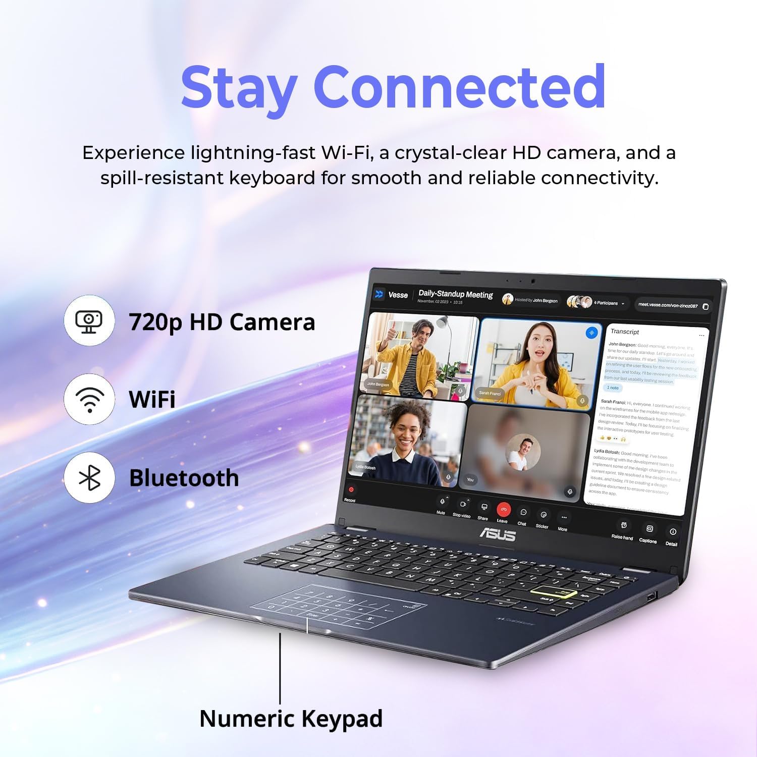 ASUS Vivobook Laptop for Students & Streaming, FHD Display, Intel Celeron N4500, 4GB RAM, 64GB eMMC, Thin & Lightweight, WiFi, Bluetooth, HD Webcam, Windows 11 Home, Black