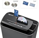 Amazon Basics 8-Sheet Strip-Cut Paper, CD, and Credit Card Shredder, Compact, No Basket