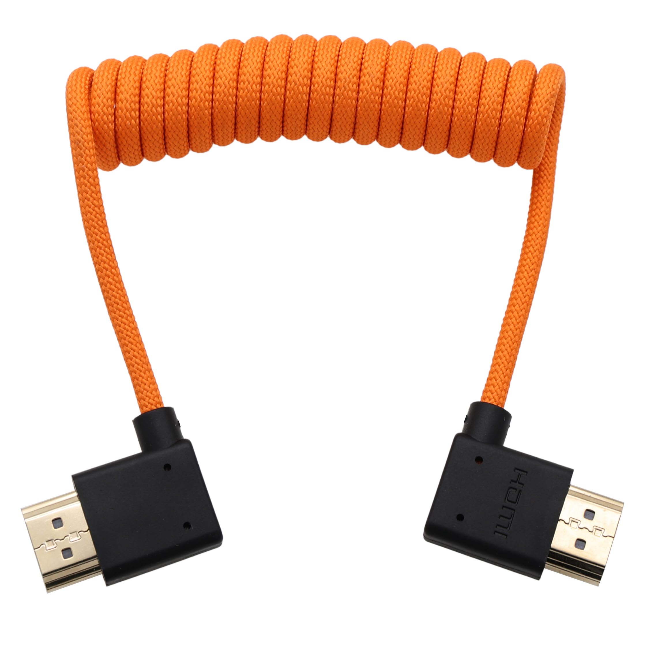 HangTon Cavo HDMI ad angolo destro sinistro 8K 4K60 per ATOMOS Ninja V Shinobi, Sony A9III A7R5 A7IV FX30, Canon C80 R1 R5 Mark II, Lumix S1RII GH5II GH6 S1, FEELWORLD Portkeys LH5H, arancione