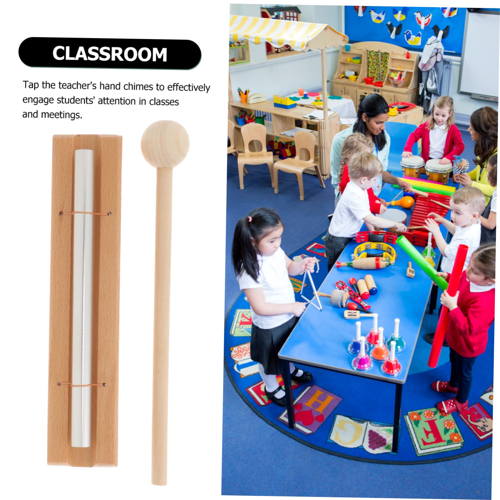 BESPORTBLE 2 Set Meditation Chimes Hand Bell Musical Tuned Chime for Mindfulness Yoga and Prayer Sound Percussion Instrument for Classroom Outdoor Activities and Relaxation