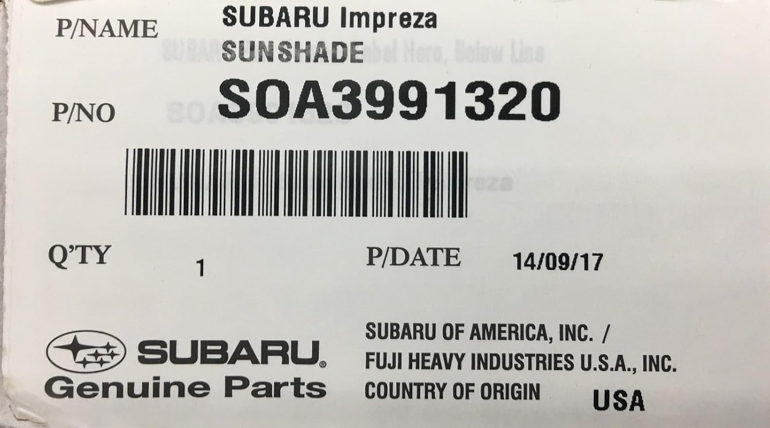 Subaru 2015 to 2021 Subaru Foldable Sun Shade Impreza WRX STi Crosstrek OEM New SOA3991320 SOA3992122