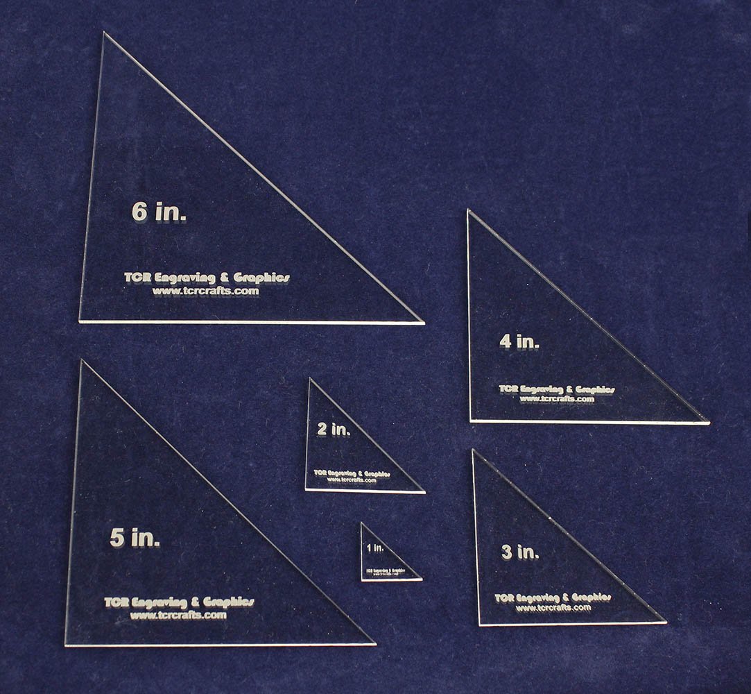 Triangle Templates. 1 Inch, 2 Inch 3 Inch, 4 Inch, 5 Inch, 6 Inch No Seam - Clear 1/8 Inch