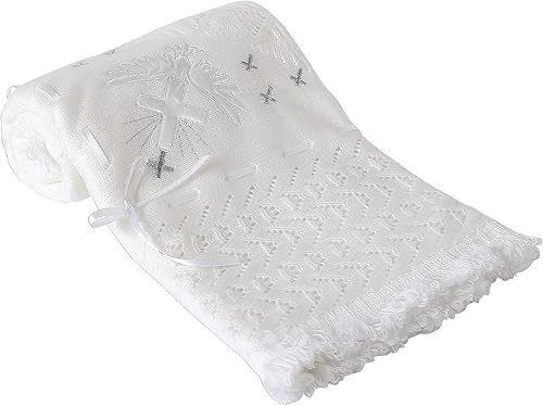 Miniatura 8 de Booulfi Manta de bautizo para bebé, manta blanca para recién nacido, manta de bautismo de punto neutro para bebés, mantas cálidas de invierno con