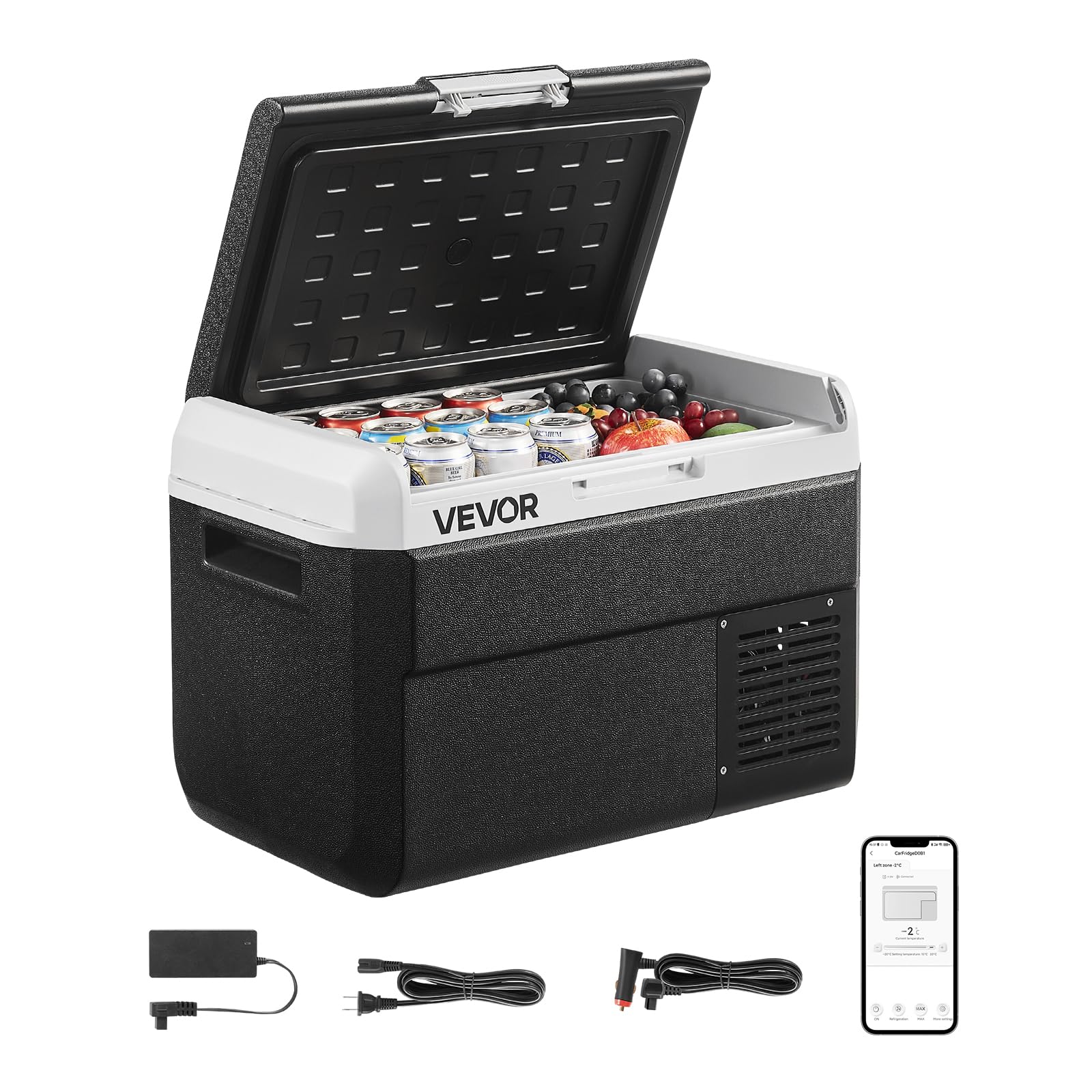 VEVOR Glacière Électrique Portable 25 L 12/24 V CC 100-240 V CA, Réfrigérateur à Compression, Température Réglable -20 °C à 20 °C