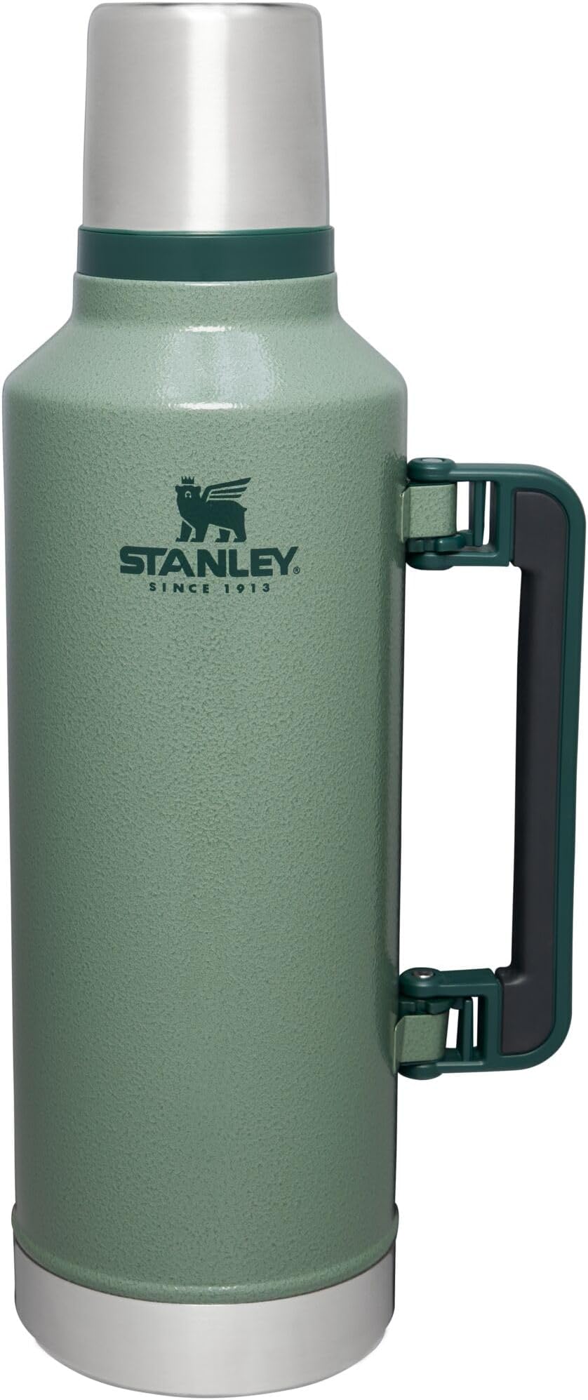 Stanley Classic Legendary Vacuum Bottle 2.5 qt | Wide Mouth with Leakproof Cup Lid | Keep Drinks Hot or Cold | Packable for Travel | Insulated Stainless Steel Thermos | BPA-Free | Hammertone Green