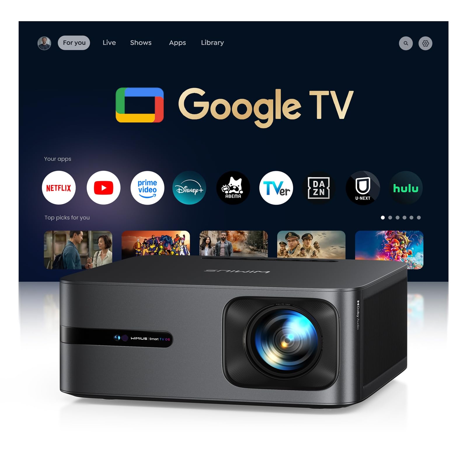 Amazon.co.jp: 【2500ANSI＆公式Google TV 14.0】プロジェクター 4K