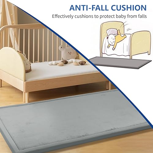 Miniatura 212 de Tapete de juego para bebé, tapete de espuma viscoelástica de 1.3 pulgadas de grosor, terciopelo coral suave, antideslizante, extragrande, tapete