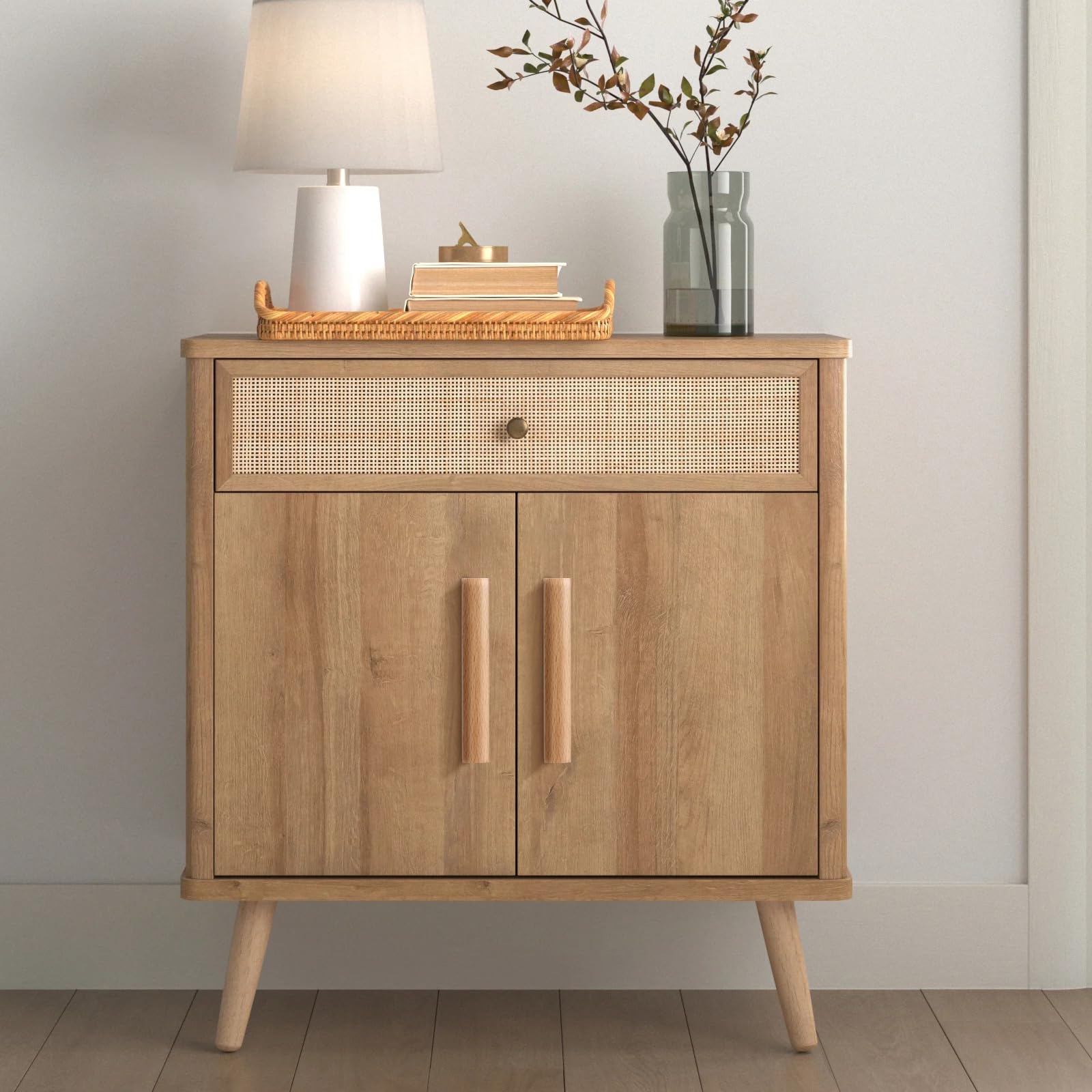 SWAWIS 10 Piezas Tiradores de Madera 160mm, Pomos de Madera para Muebles con Tornillo, Haya Tirador de Cajón para Puertas, Tiradores de Cajones, para Armarios Cajones Muebles Cocinas
