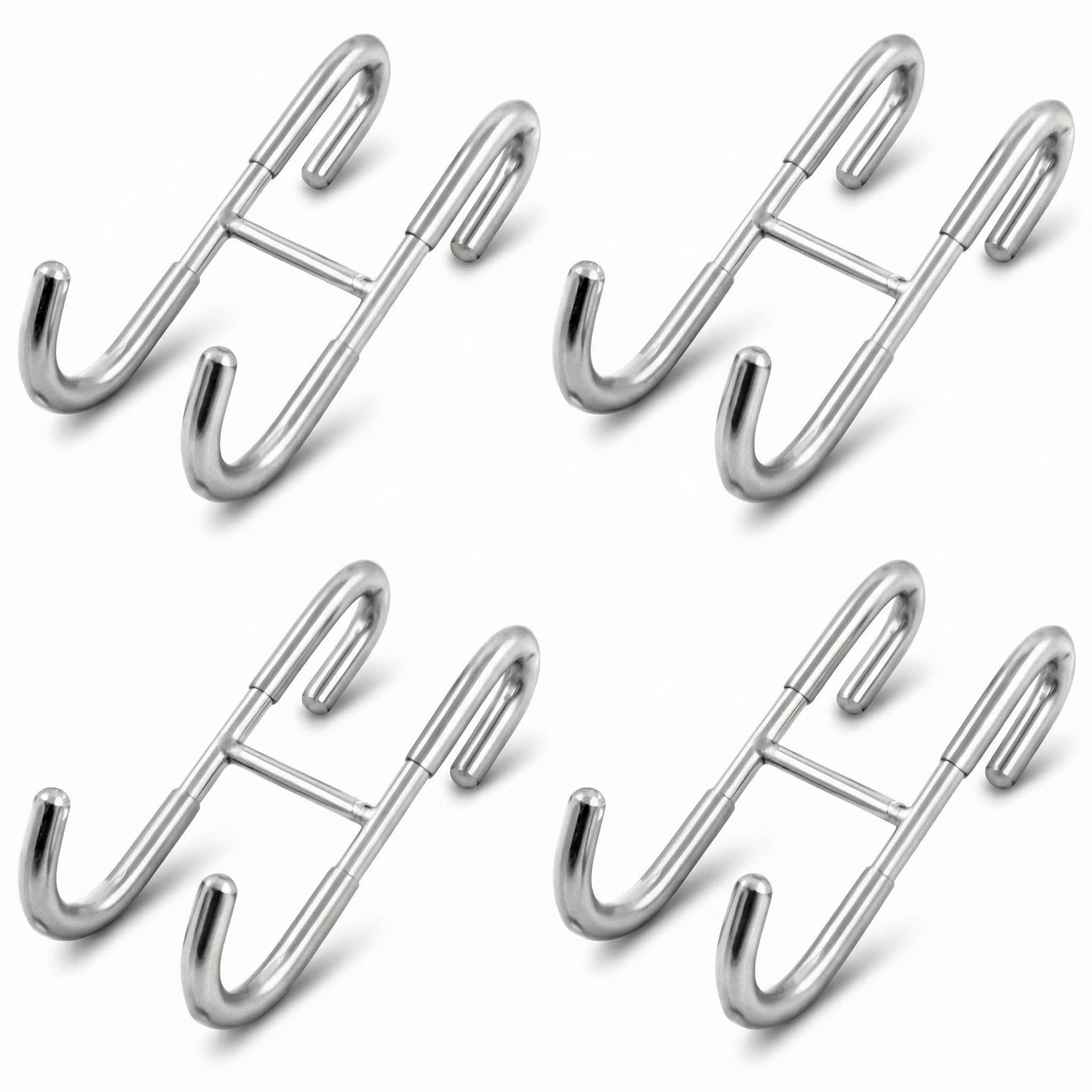 QWORK® 4 Pack Shower Door Hooks, Towel Hanging Bath Towels Shower Hooks for Bathroom Glass Door 304 Stainless Steel