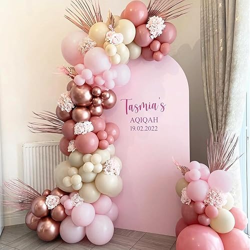 Miniatura 4 de Kit de guirnalda de arco de globos de oro rosa, 154 unidades, globos color rosa pastel metálico dorado blanco y globos de confeti de oro rosa para