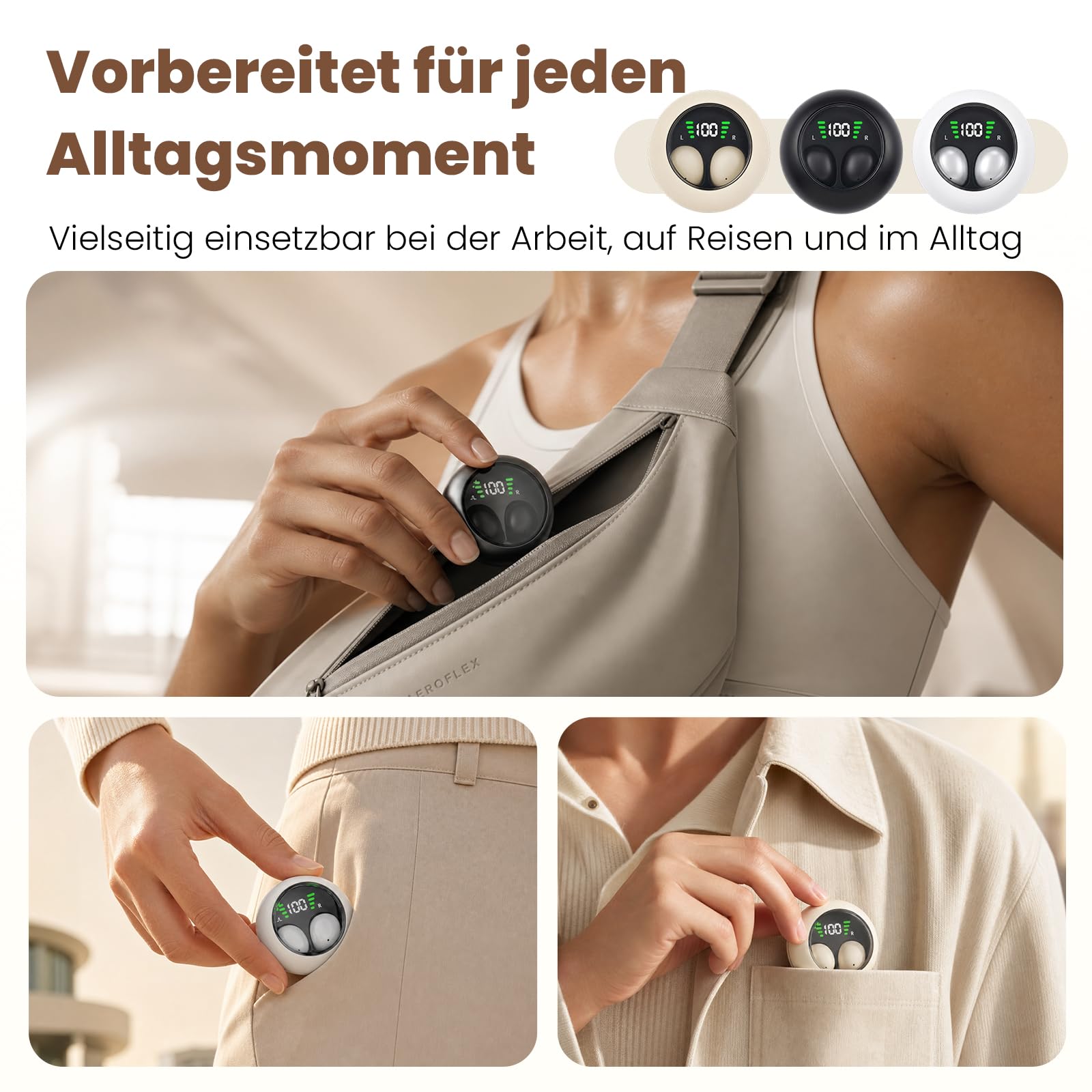 Xmenha Auriculares invisibles Bluetooth para dormir, inalámbricos, orejas pequeñas, dormir de lado, inalámbricos, para dormir de lado, cancelación de ruido, auriculares para dormir