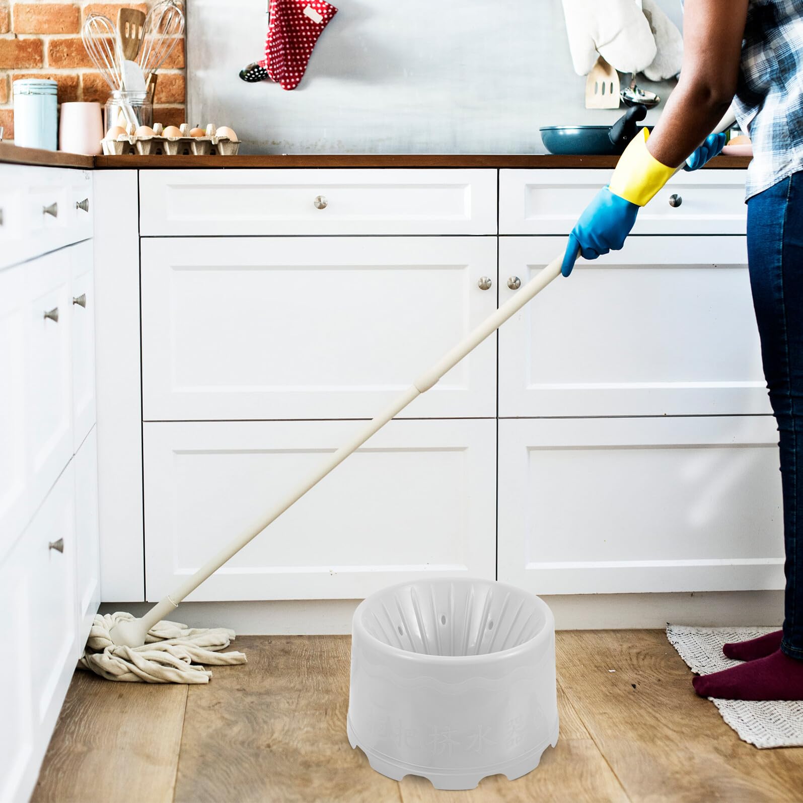 Cubo De Fregona Portátil Hogar 1 Unidad Plástico Resistente con Orificios De Drenaje Diseño Ergonómico Limpieza y Escurrido Fácil Fregado Doméstico Uso