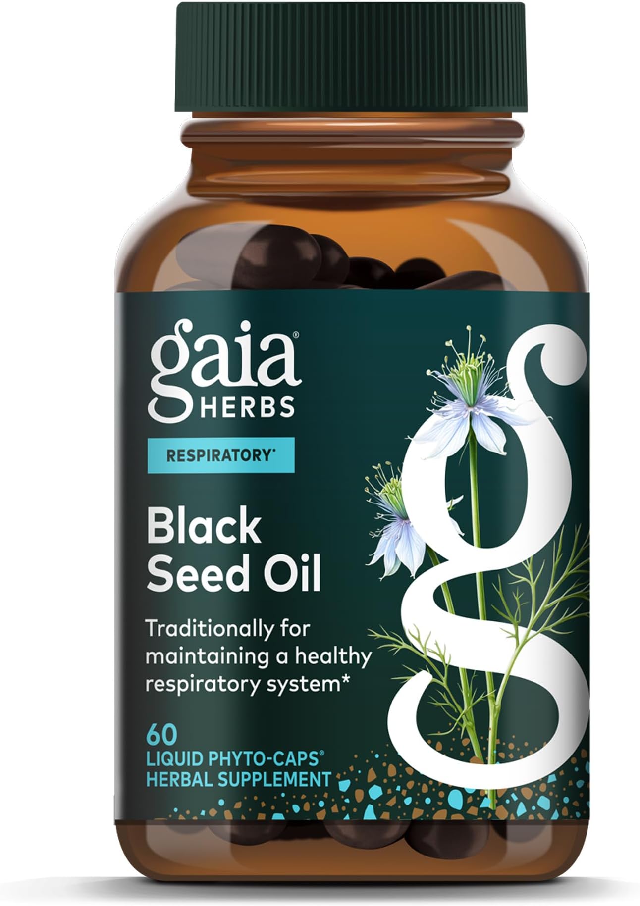 Gaia Herbs Black Seed Oil - Cold-Pressed Capsules for Lung, Respiratory, and Antioxidant Support - with Organic Nigella Seed Oil - Herbal Supplement - 60 Vegan Liquid Phyto-Capsules (30-Day Supply)