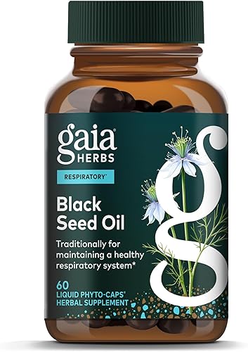 Gaia Herbs Aceite de semilla negra – Cápsulas prensadas en frío con semillas de Nigella tradicionalmente usadas para apoyo pulmonar, respiratorio