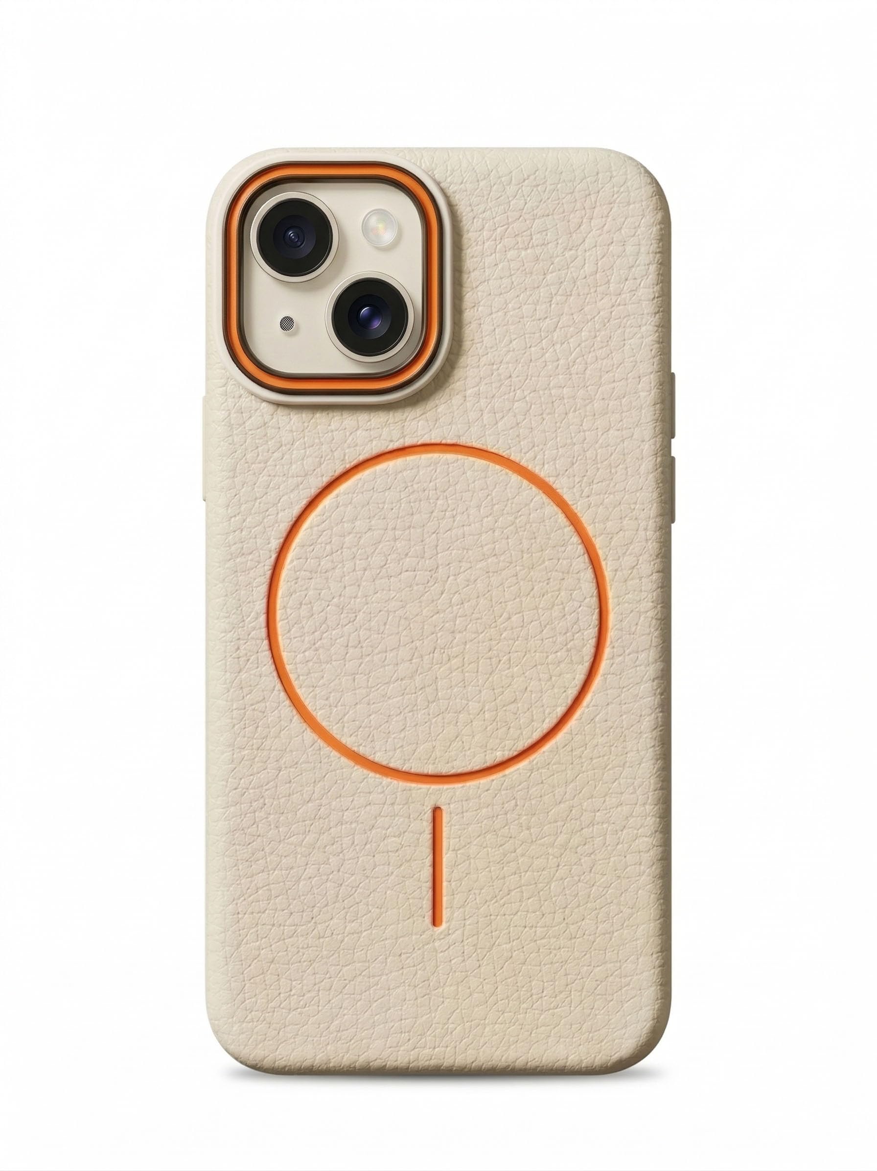 amazon basics Luxury MagSafe Compatible Leather Texture Back Cover for iPhone 15 | Raised Camera Protection | Slim Fit Shockproof Case with Metallic Accents (White)-image-27
