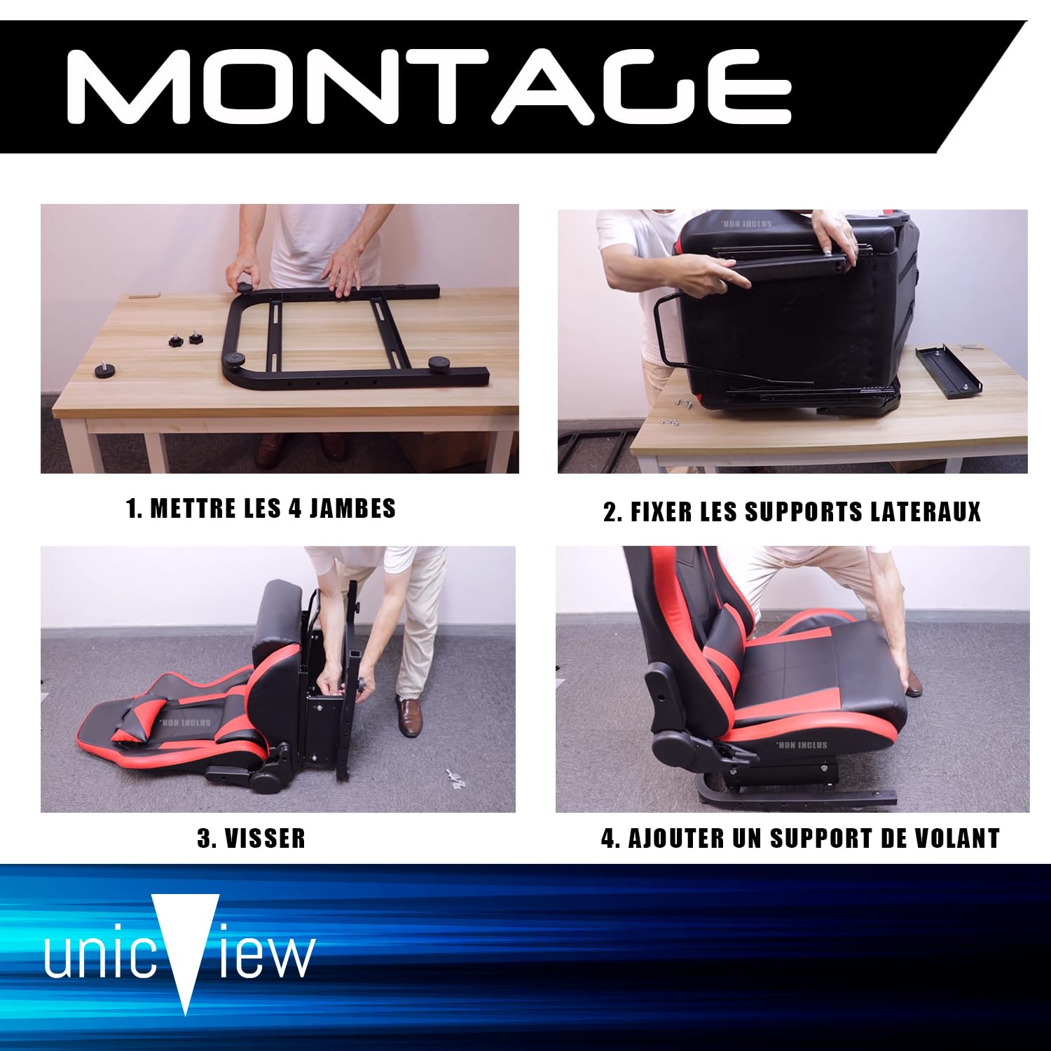 Unicview Adaptador Cockpit SimRacing para Soporte para volante Logitech G29 G920 G923, Thrustmaster T150 T500 T300 TX TH8A, PS4 PS5, Xbox Fanatec, Totalmente ajustable, Valido para silla gaming